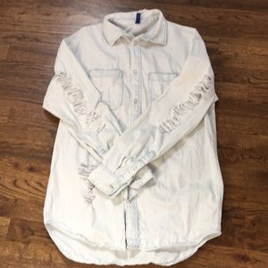 H&M Distressed washed out denim shirt